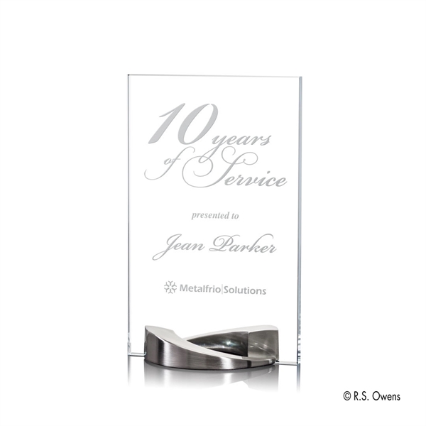 Starfire crystal award with satin pewter finish base.... from ASI 84592 St Regis Group / R S Owens & Co Inc