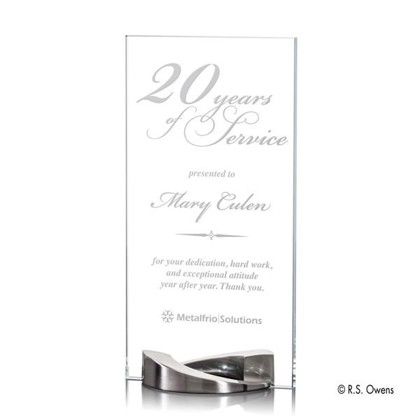 Starfire crystal award with satin pewter finish base.... from ASI 84592 St Regis Group / R S Owens & Co Inc