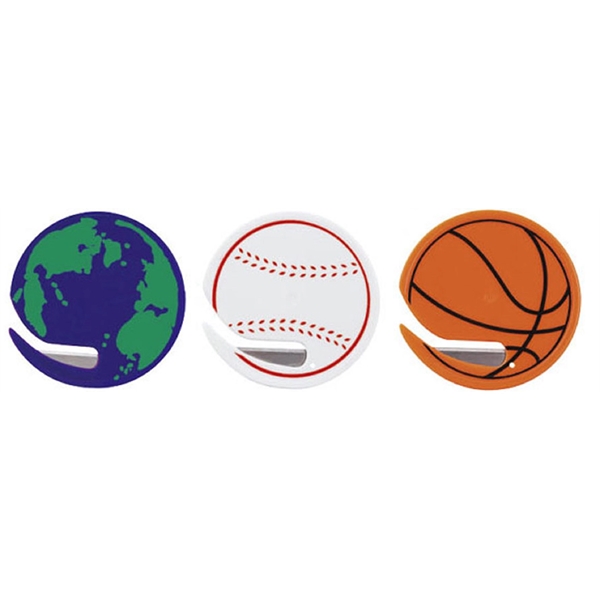 Plastic Letter Openers with Metal Blade. Sport ball designs and world... from ASI 31977 Adline Industries Inc