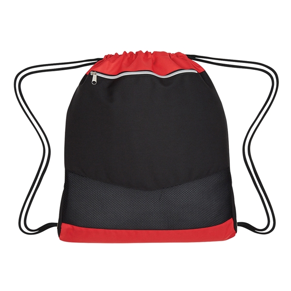 Drawstring backpack made of polyester and polyurethane with front zippered pocket... from ASI 61125 Hit Promotional Products / Hit®