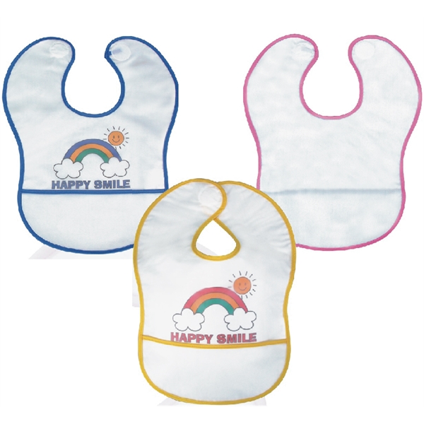 White terry cotton baby bib with colored piping.... from ASI 31977 Adline Industries Inc