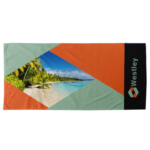 pool towels, 300gsm poly velour material, custom full color sublimation design,... from ASI 67557 LimeLight Ent