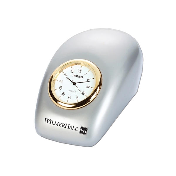 Pearl silver desk clock, with gold bezel.... from ASI 73010 Natico Originals Inc / Natico Originals