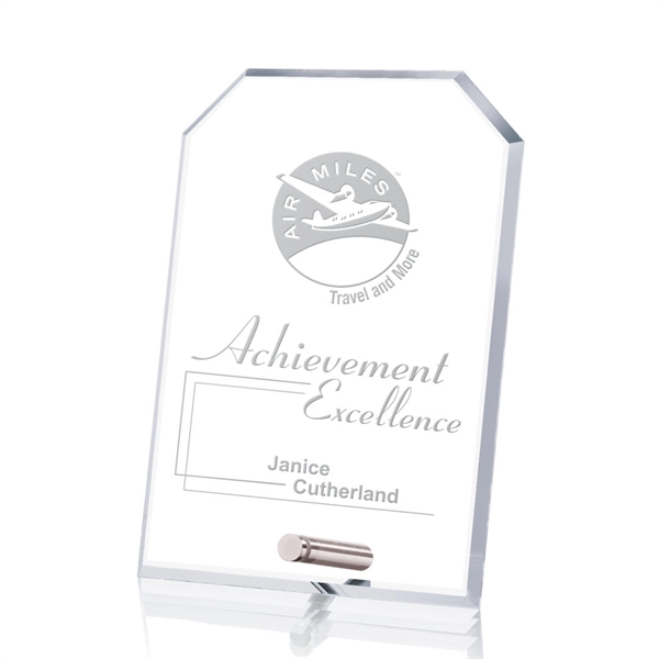 Clipped rectangle starfire optical crystal award with chrome or gold pin... from ASI 84592 St Regis Group / St Regis