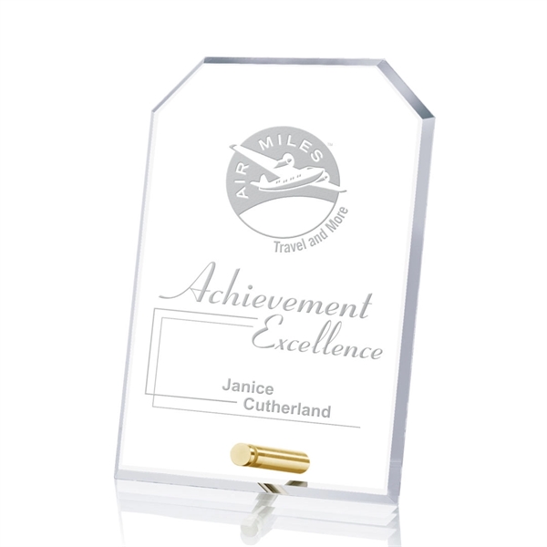 Clipped rectangle starfire optical crystal award with chrome or gold pin... from ASI 84592 St Regis Group / St Regis
