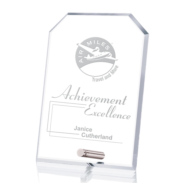 Clipped rectangle starfire optical crystal award with chrome or gold pin... from ASI 84592 St Regis Group / St Regis