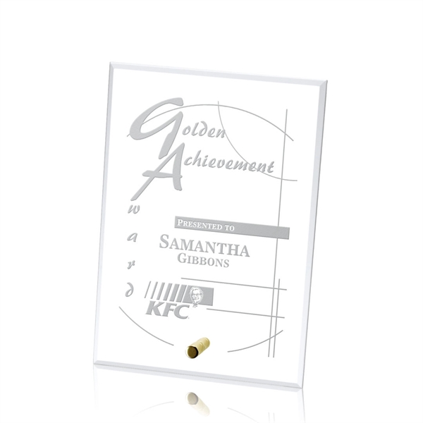 Vertical rectangle starfire award with chrome or gold pin... from ASI 84592 St Regis Group / St Regis