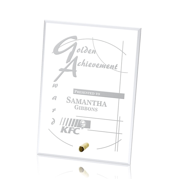 Vertical rectangle starfire award with chrome or gold pin... from ASI 84592 St Regis Group / St Regis