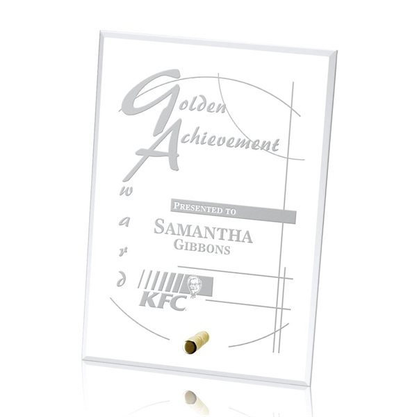 Vertical rectangle starfire award with chrome or gold pin... from ASI 84592 St Regis Group / St Regis