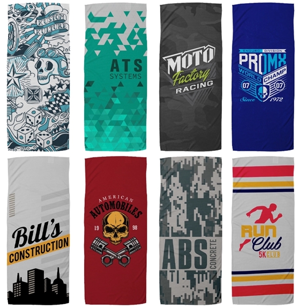 cooling material towel, measures 12"H x 31.50"W, custom full color sublimation... from ASI 67557 LimeLight Ent