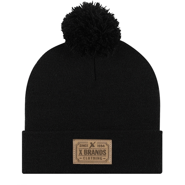 Knit cuffed 12" beanie with 1-color pom.... from ASI 80129 Quake City Caps