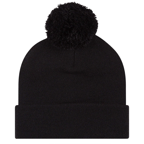 Knit cuffed 12" beanie with 1-color pom.... from ASI 80129 Quake City Caps