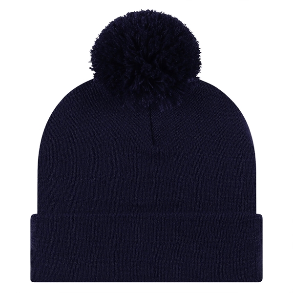 Knit cuffed 12" beanie with 1-color pom.... from ASI 80129 Quake City Caps