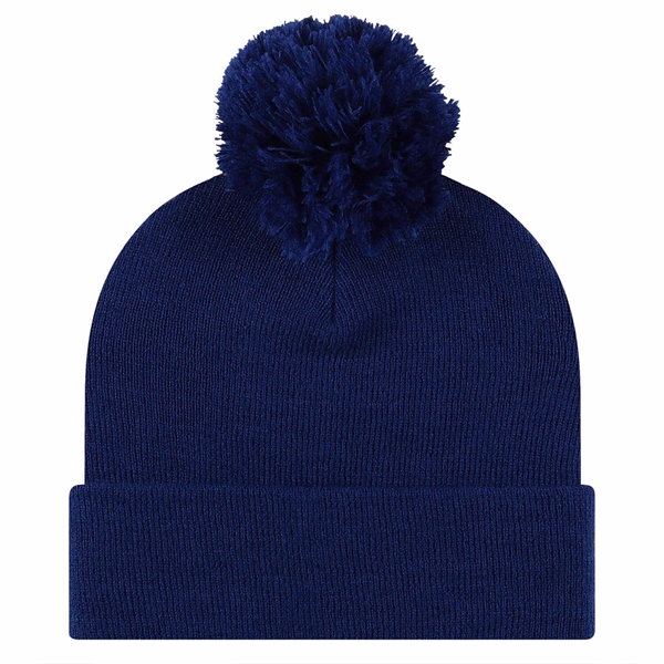 Knit cuffed 12" beanie with 1-color pom.... from ASI 80129 Quake City Caps