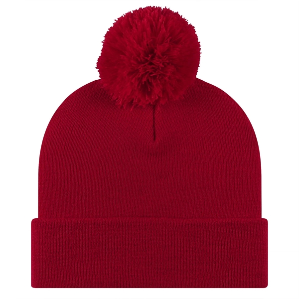 Knit cuffed 12" beanie with 1-color pom.... from ASI 80129 Quake City Caps