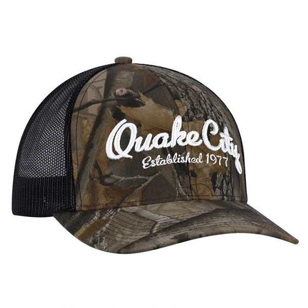 High profile, structured 6 panel trucker mesh cap.... from ASI 80129 Quake City Caps