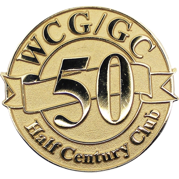 Die struck metal lapel pin that's sandblasted copper and brass.... from ASI 61966 HPG / BCG Creations HPG Gold