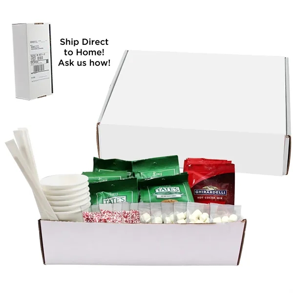 Large mailer box with hot chocolate mix, toppings, cookies, cups, and... from ASI 71685 Midnite Snax®