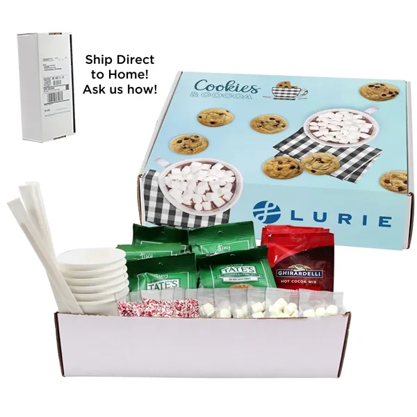 Large mailer box with hot chocolate mix, toppings, cookies, cups, and... from ASI 71685 Midnite Snax®