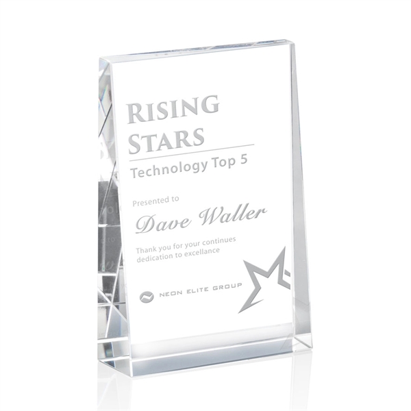 The bold Tweed award is a thick freestanding optical crystal award... from ASI 84592 St Regis Group / St Regis