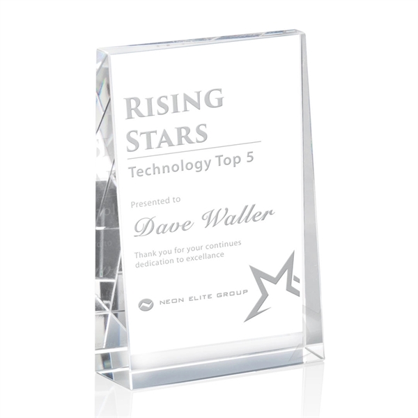 The bold Tweed award is a thick freestanding optical crystal award... from ASI 84592 St Regis Group / St Regis