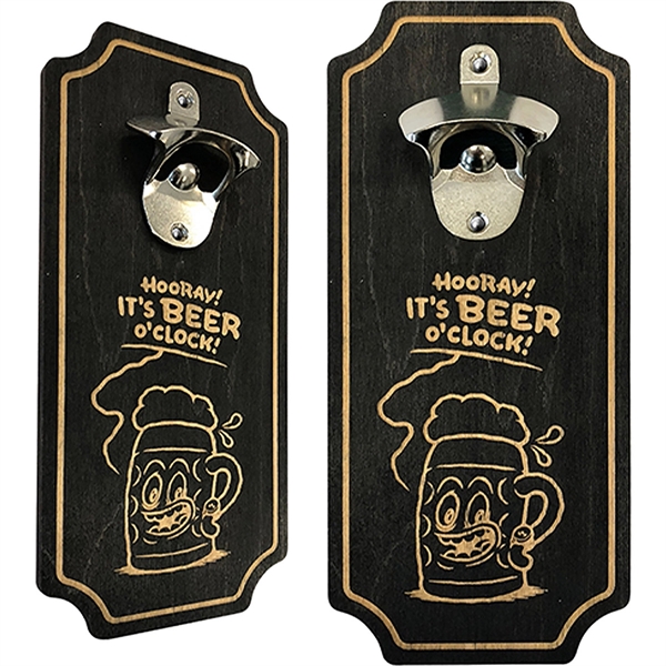 Custom laser engraved wood wall mounted bottle opener.... from ASI 61966 HPG / BCG Creations HPG Gold