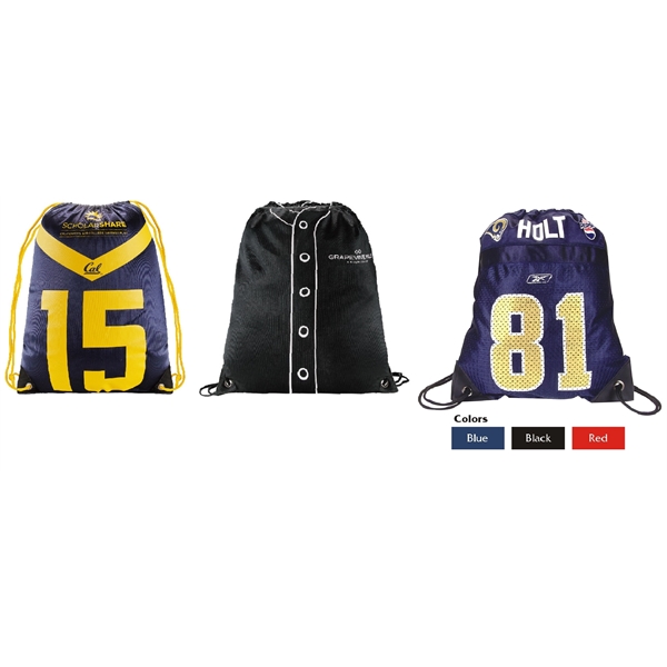 Sports cinch bag in jersey and dazzle material with nylon lining.... from ASI 31977 Adline Industries Inc