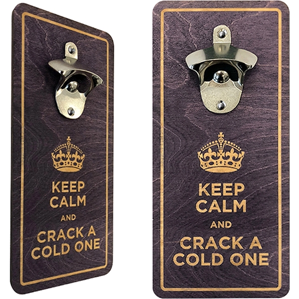 Custom laser engraved wood wall mounted bottle opener.... from ASI 61966 HPG / BCG Creations HPG Gold