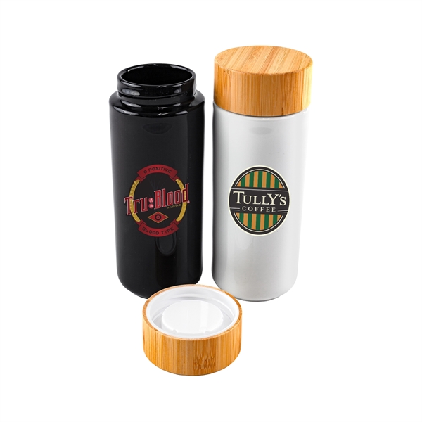 10oz Sleek Double Wall Ceramic Mug with Bamboo Lid... from ASI 99030 Zipline