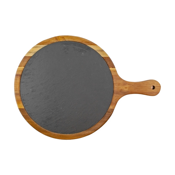 Large Flair Round Acacia Wood/ Slate Serving Board with Handle... from ASI 99030 Zipline / Zipline®