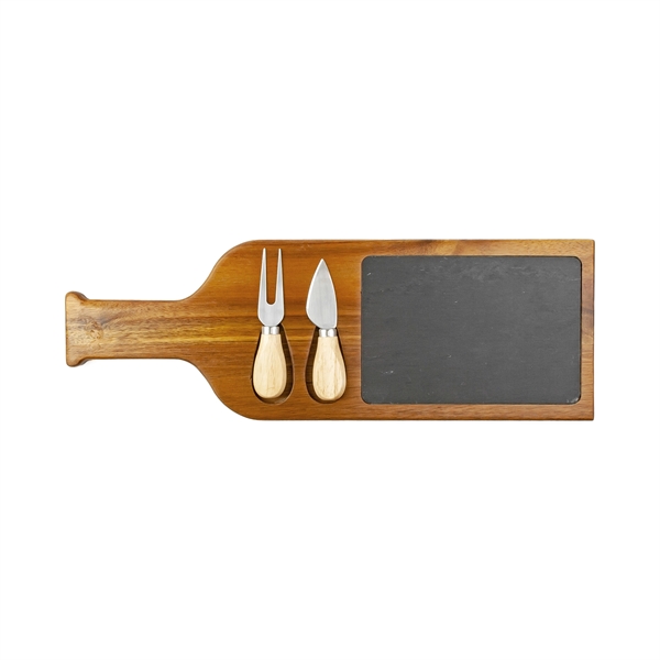Flair Acacia Wood/Slate Serving Bottle Board with Two Tools... from ASI 99030 Zipline