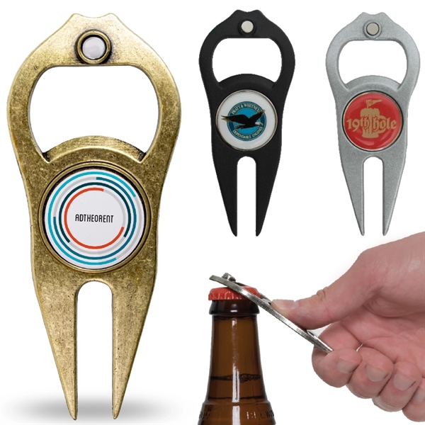 6-in-1 golf divot tool featuring a magnetic golf ball marker, bottle/can... from ASI 38120 Ball Pro / Diversified Quality Kitchenware