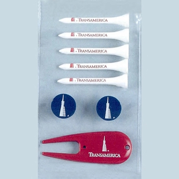 Golf combo pack with five 2 1/8" golf tees, 2 markers... from ASI 63500 Jomar Industries Inc / Tee Line