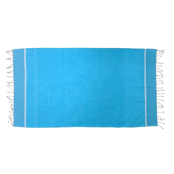Two ply Oceanis Peshtemal Beach Towel with a decorated front and... from ASI 91605 Towel Specialties / Cobblestone Mills
