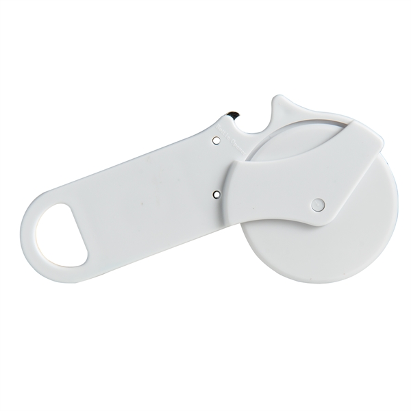 Plastic pizza cutter. Bottle opener integrated in handle. Magnet for convenient... from ASI 79840 The Proinnovative Line