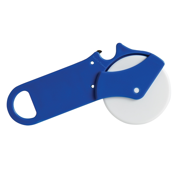 Plastic pizza cutter. Bottle opener integrated in handle. Magnet for convenient... from ASI 79840 The Proinnovative Line