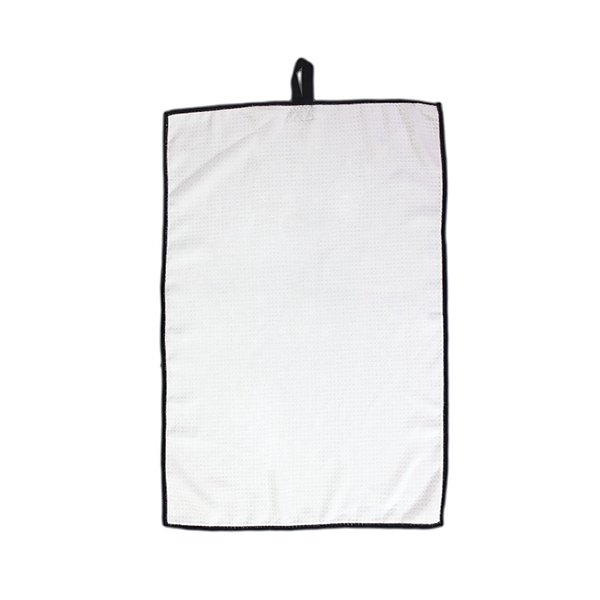 Microfiber waffle weave golf towel with stylish black border to accent... from ASI 91605 Towel Specialties