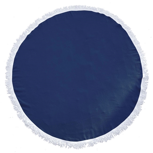 Round beach towel made of 100% cotton velour with hand-knotted fringes... from ASI 91605 Towel Specialties