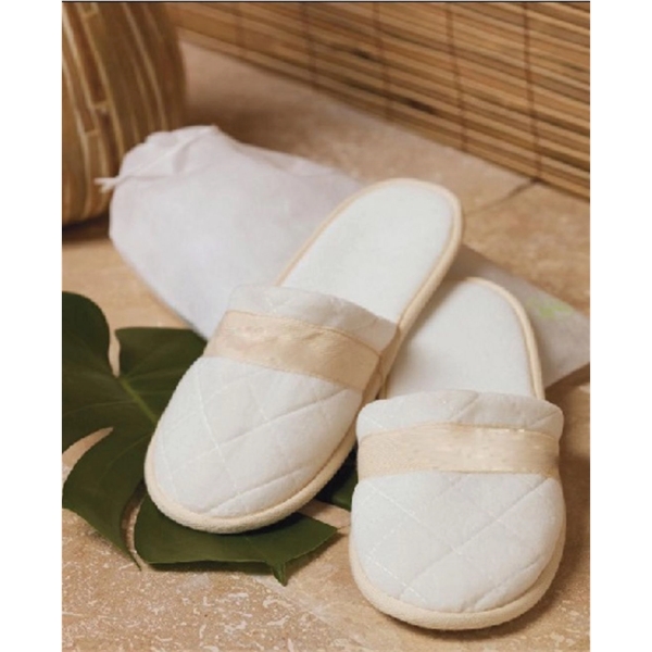 Slippers with quilted velour design.... from ASI 91605 Towel Specialties / Cobblestone Mills