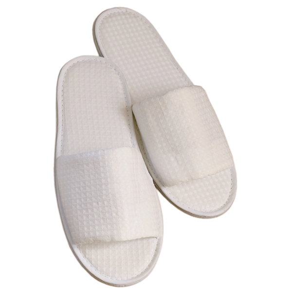 Open toe waffle weave slippers in a bag.... from ASI 91605 Towel Specialties / Cobblestone Mills