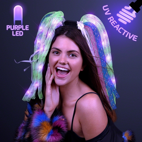 Blank or imprinted. Neon Rave Noodle Hair Headbands with LED's.... from ASI 34194 ALightPromos / Alight Promotional Products