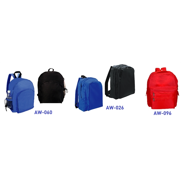 An assortment of School Backpack Styles. 420 denier nylon... from ASI 31977 Adline Industries Inc