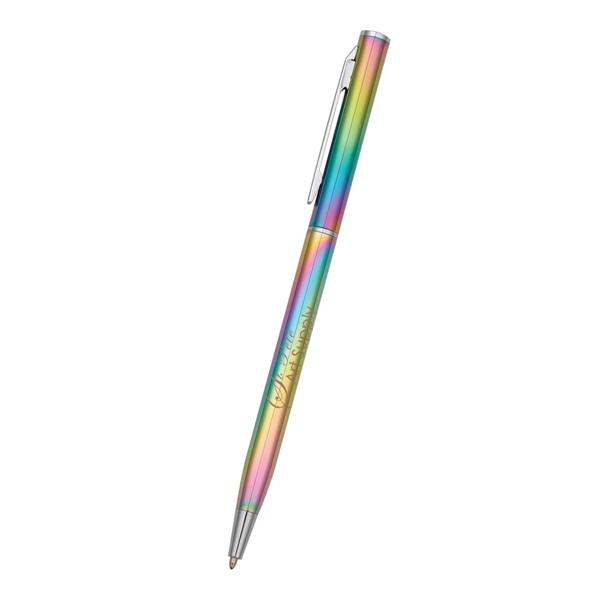 5 1/2" twist-action pen made of aluminum with an iridescent rainbow... from ASI 61125 Hit Promotional Products / Hit®