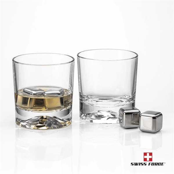 Crystalline on-the-rocks glasses are paired with a set of 4 stainless... from ASI 84592 St Regis Group