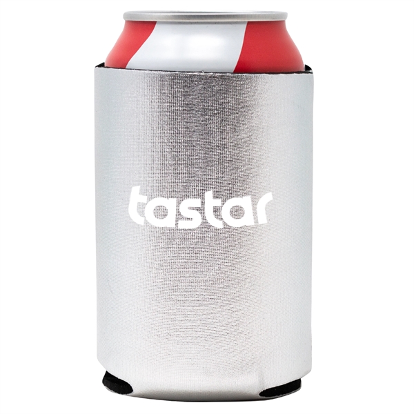 Flashy metallic neoprene can cooler keeps drinks cold, hands dry, and... from ASI 61966 HPG / Best Promotions USA