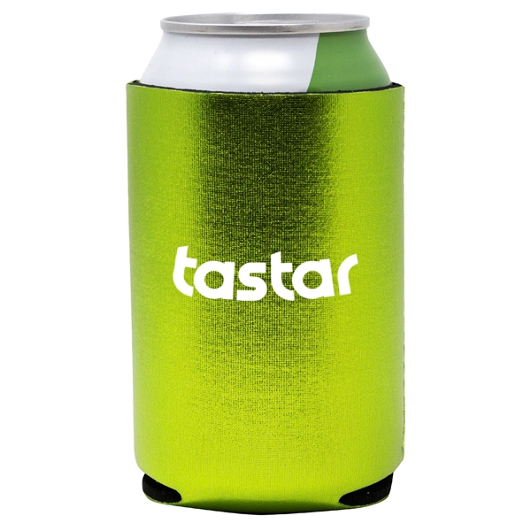 Flashy metallic neoprene can cooler keeps drinks cold, hands dry, and... from ASI 61966 HPG / Best Promotions USA