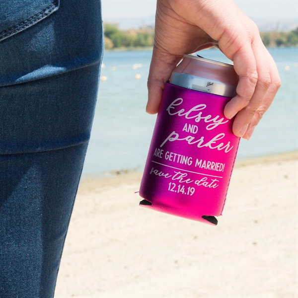 Flashy metallic neoprene can cooler keeps drinks cold, hands dry, and... from ASI 61966 HPG / Best Promotions USA