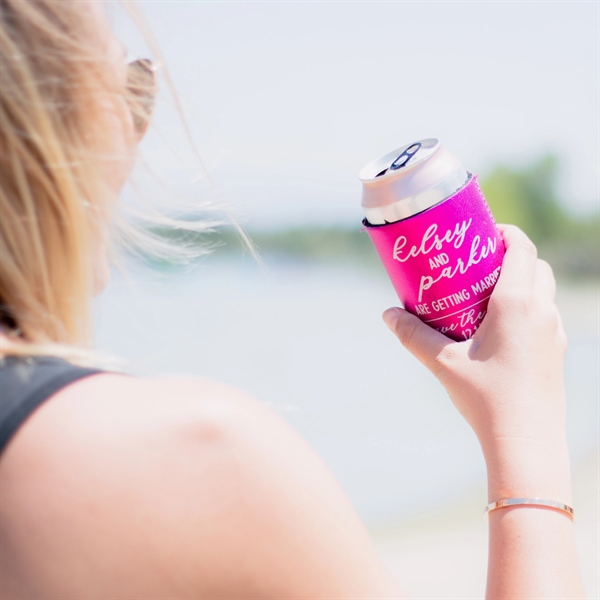 Flashy metallic neoprene can cooler keeps drinks cold, hands dry, and... from ASI 61966 HPG / Best Promotions USA