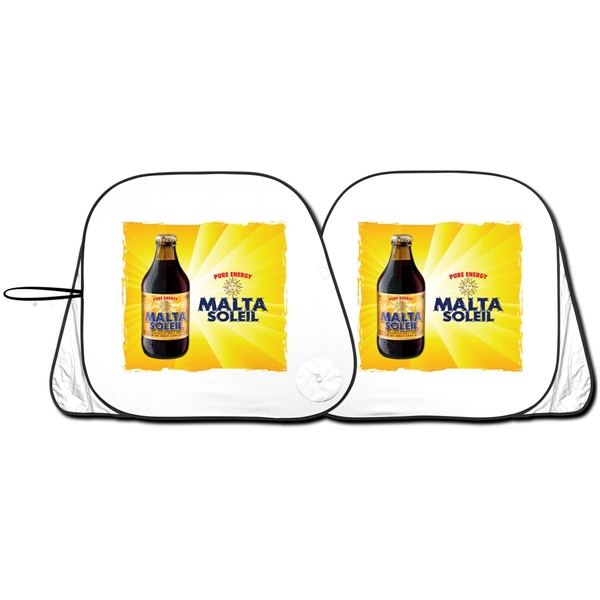 Full Color   Patented  collapsible fabric sunshade dual panel... from ASI 37586 Auto-Sun-shade/Intertek