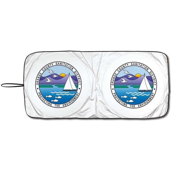 Full Color   Patented  collapsible fabric sunshade dual panel... from ASI 37586 Auto-Sun-shade/Intertek